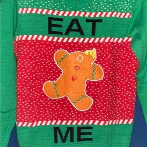 Christmas 🎄 UGLY Sweater “EAT ME” Half-Eaten Gingerbread Man Women’s XL